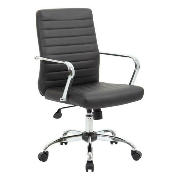 Norstar Boss Retro Task Chair with Chrome Fixed Arms, Black B436C-CP